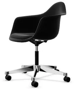 Vitra Eames Plastic PACC kontorsstol med vadderad sits och snurrfunktion Svart/Djupsvart
