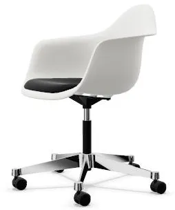 Vitra Eames Plastic PACC kontorsstol med vadderad sits och snurrfunktion Svart/Vit