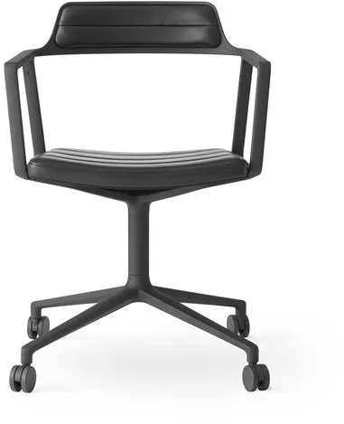 Vipp 452 Kontorsstol med hjul Svart läder