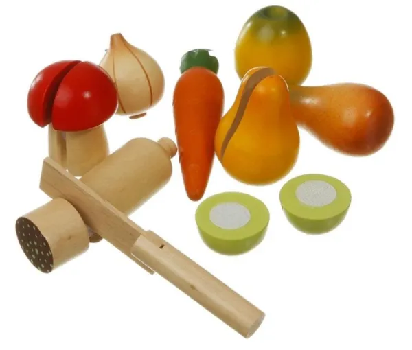 Frukt och grönt i trä med kardborre FSC®