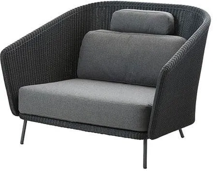 Cane-Line Mega loungestol - Grått stativ med dynsats