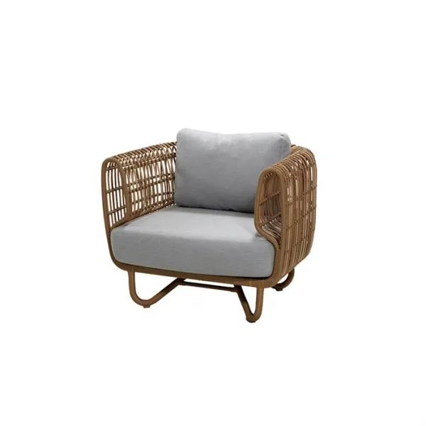 Cane-Line Nest loungestol - Natur med grå hynde