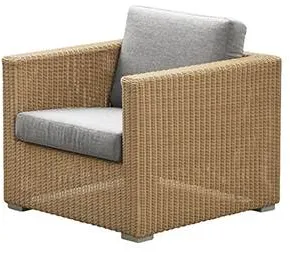 Cane-Line Chester loungestol, Natural, kudde i ljusgrå
