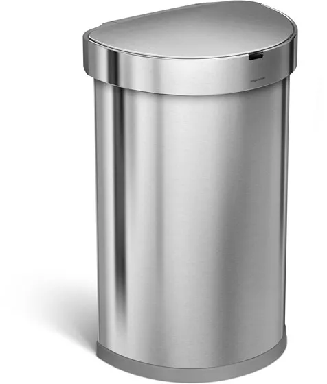 Simplehuman 45L halvrund sensorpapperskorg, borstad